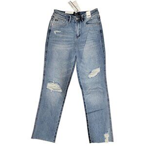 Judy Blue Womens 3/26 Magic Rigid High Waist Destroyed Straight Leg Jeans